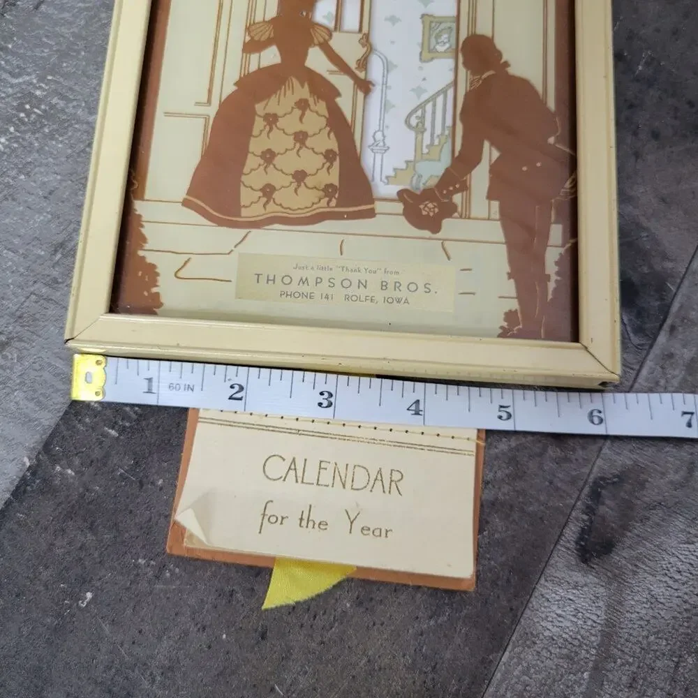 1939 Calendar Reverse Painted Glass Advertisment